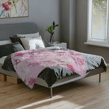 Pink floral personalized baby blanket