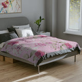 Pink floral personalized baby blanket